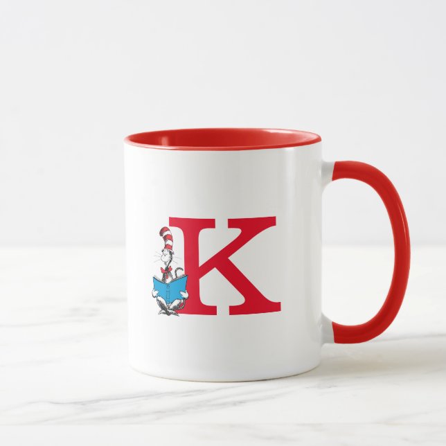 Caneca Dr. Seuss Cat no Chapéu - Leitura do Monograma K (Direita)