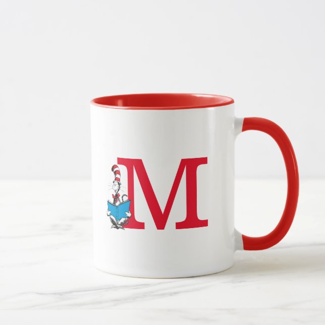 Caneca Dr. Seuss Cat no Chapéu - Leitura do Monograma M (Direita)