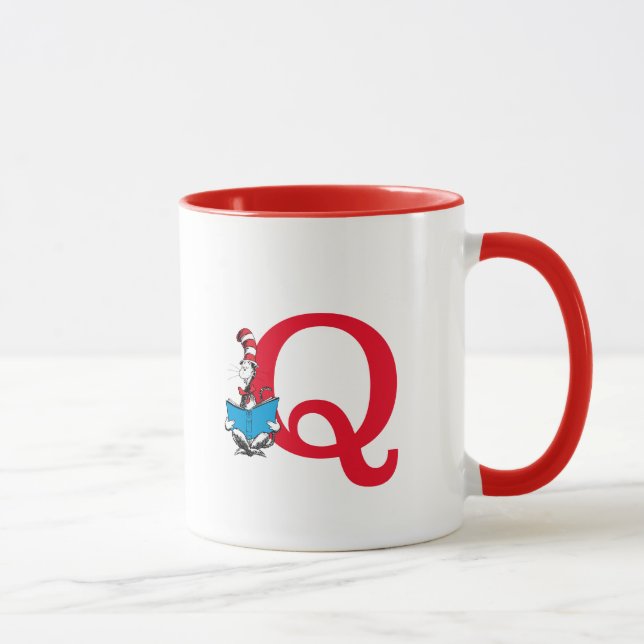 Caneca Dr. Seuss Cat no Chapéu - Leitura do Monograma Q (Direita)