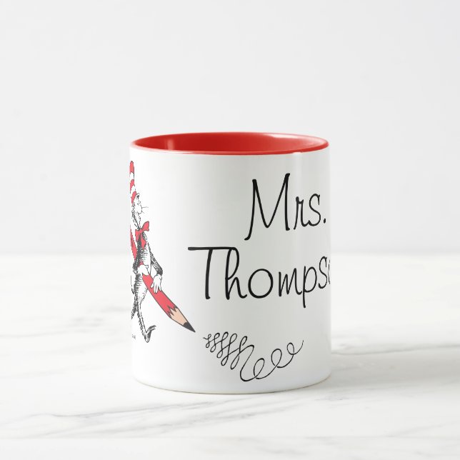 Caneca Dr. Seuss | Gato em nome escrito do Chapéu (Centro)