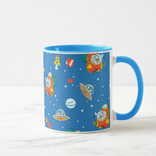 Caneca Dr. Seuss Gato no Padrão Espacial do Chapéu