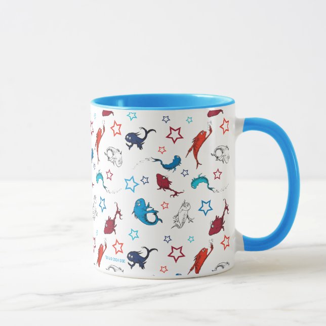 Caneca Dr. Seuss | Um Peixe Dois Peixes Padrão de Estrela (Direita)