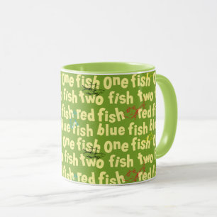 Caneca Dr. Seuss Um Peixe Dois Peixes Padrão de Tipogra