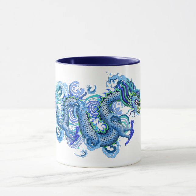 Caneca Dragão azul com respingo da água (Centro)