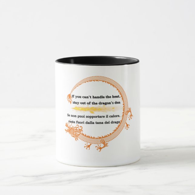 Caneca Dragão Chinês Dourado Bilíngue (Centro)