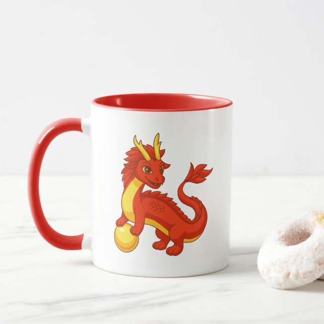 Caneca Dragão Chinês Vermelho (Com Donut)