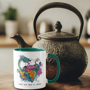 Caneca Dragão de Água Chinês Peixe Koi