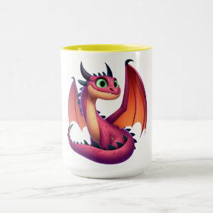 Caneca Dragão de desenho animado roxo/vermelho