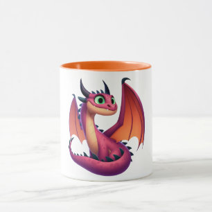 Caneca Dragão de desenho animado roxo/vermelho