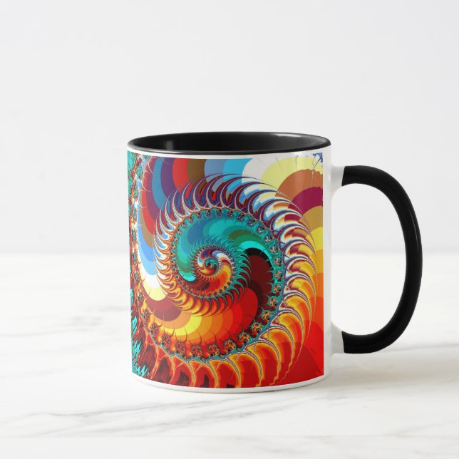 Caneca Dragão - Fractal Colorido Espiral (Direita)