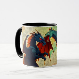 Caneca Dragão vs Pégaso - Arte Fantástica
