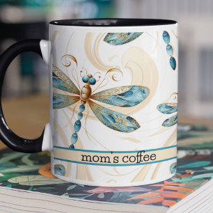 Caneca Dragões no padrão de voo em Aqua e Dourados