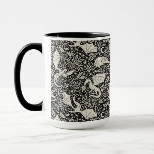 Caneca Dragões Whimsical na noite - creme em preto