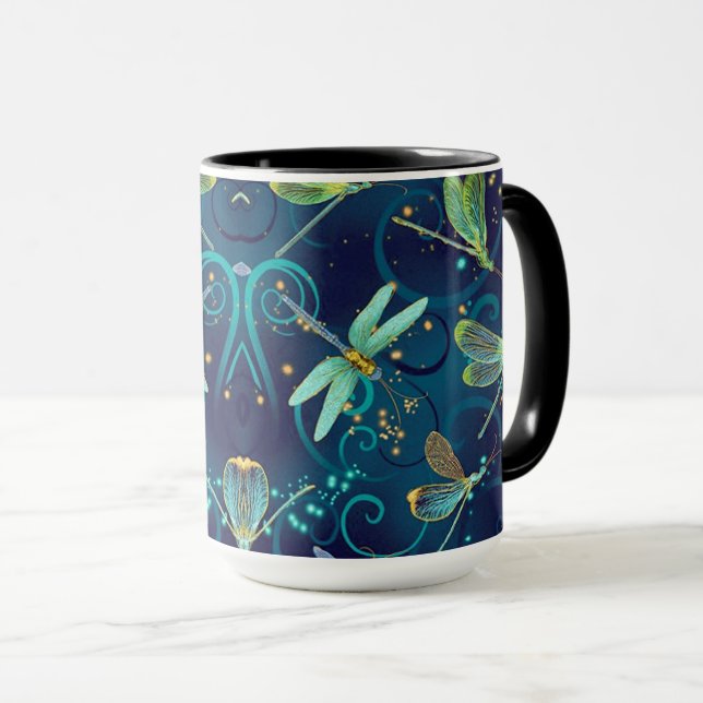 Caneca Dragonflies Teal 15oz Combo (Frente Esquerda)