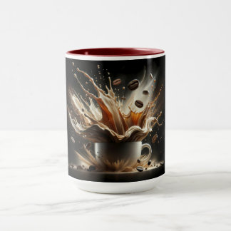Caneca Dramático Salpico de Café com Grãos de Café Flutua