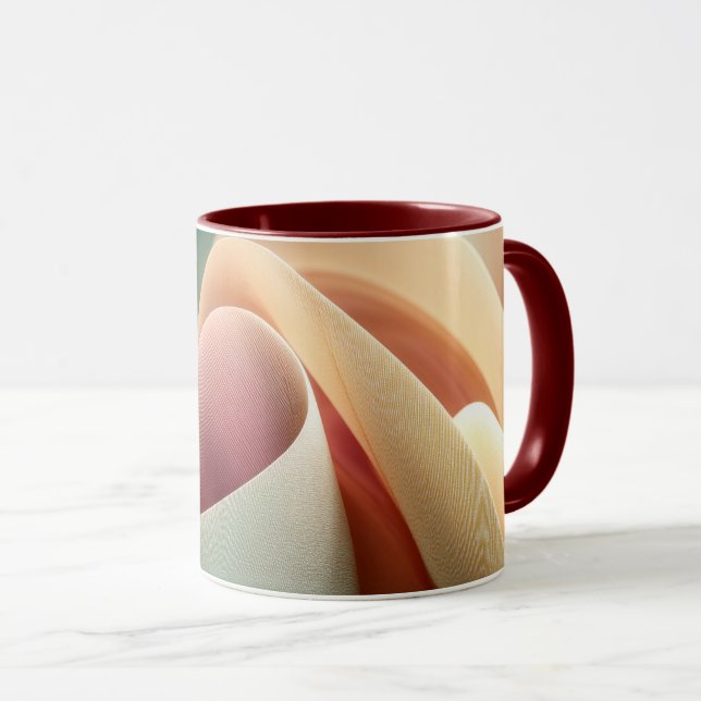 Caneca Drapeados Abstratos com Fluxo de Gradiente Pastel (Frente Esquerda)
