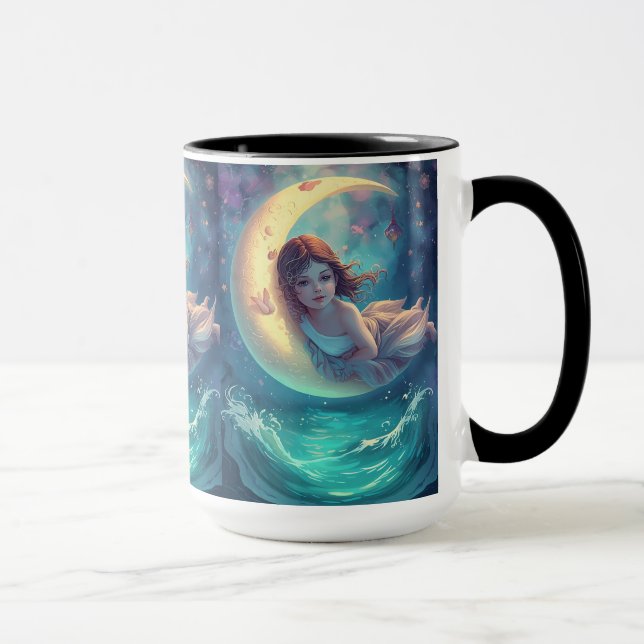 Caneca Dreamy Moon Girl Mug Design | Cute Baby Moon Art | (Direita)