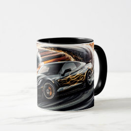 Caneca Drifação de Carro Esportivo Negro de Alta Velocida