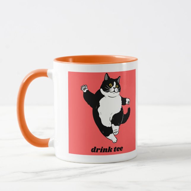 Caneca "Drink Tee" Tuxedo Cat Illustration (Esquerda)