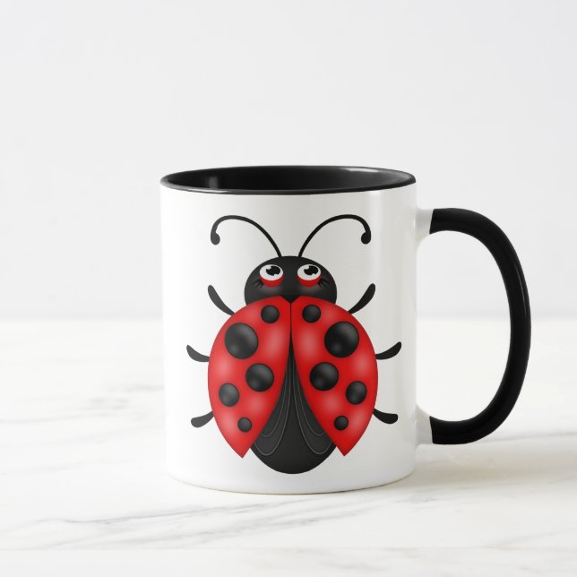 Caneca Drinkware Red Ladybug de Cartoon Personalizável (Direita)