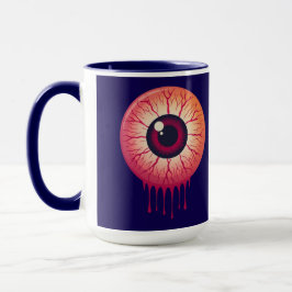 Caneca Dripping Crimson Gaze: Surreal Eyeball Art