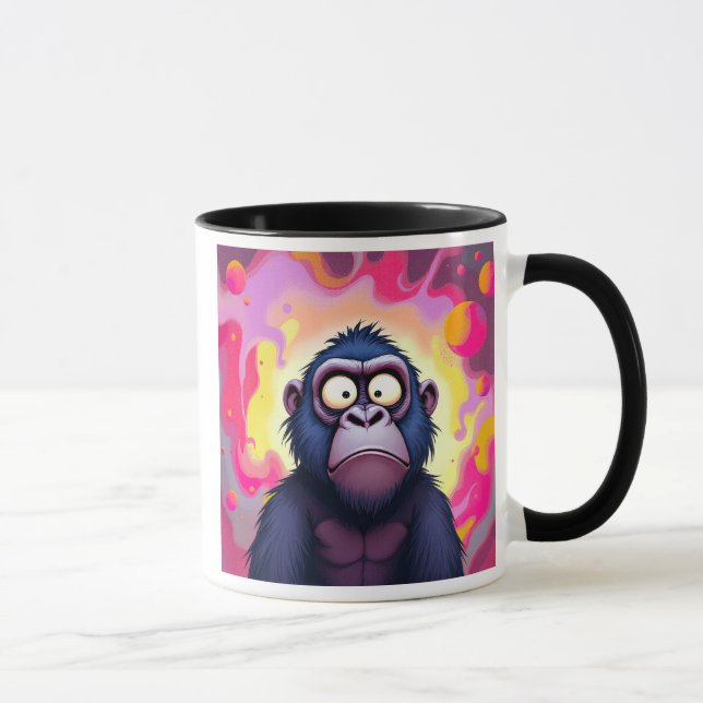 Caneca Drôle de gorille avec sa tête bizarre. (Direita)