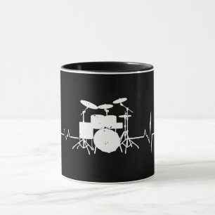 Caneca Drummer Gift Heartbeat Drums