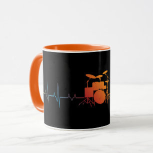 Caneca Drummer Gift Heartbeat Drums
