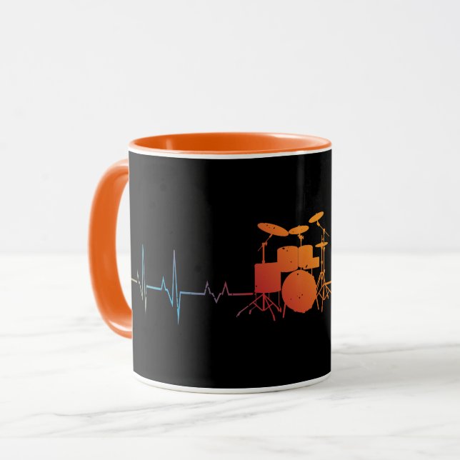Caneca Drummer Gift Heartbeat Drums (Frente Esquerda)