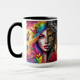 Caneca Dualidade Elfica Mágica - Reinos do Dia e da Noite