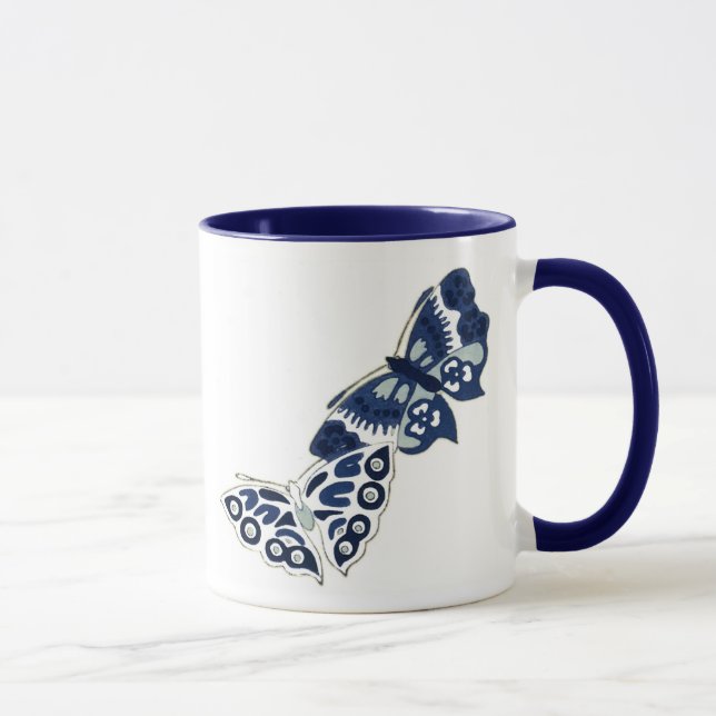 Caneca Duas Borboletas Azuis Vintage (Direita)