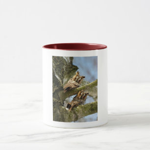 Caneca Duas Corujas nos Bosques, aves, vida selvagem Cane