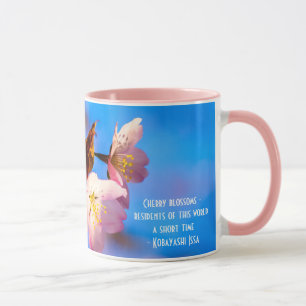 Caneca Duas Flores Sakura De Azul