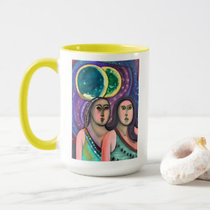 Caneca Duas Meninas Sob As Luas