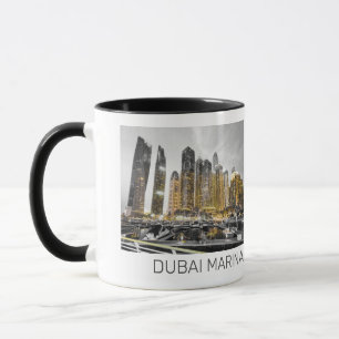Caneca Dubai Marina Cidade UAE Skyline Vintage Panorama