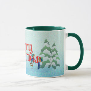 Caneca DUENDES do FELIZ NATAL das aguarelas originais