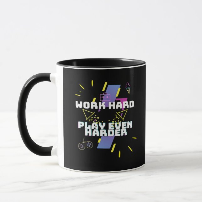 Caneca Duro De Trabalho, Jogar Tão Duro Premium (Esquerda)