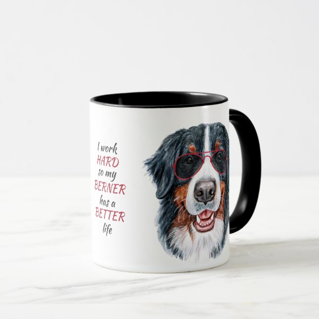 Caneca Duro de Trabalho para Meu Cão de Montanha Bernês (Frente Esquerda)