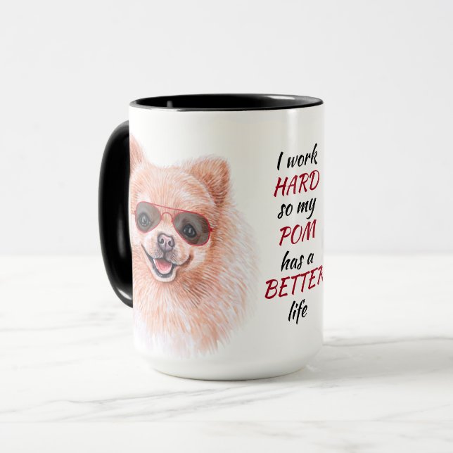 Caneca Duro de Trabalho para Meu Cão Pomerano (Frente Esquerda)