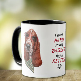 Caneca Duro de trabalho para o meu cão de caça de basset