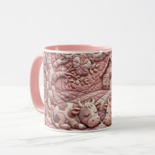 Caneca Dusty Rose Antigo Quiltado Vacas Remendado Pastora