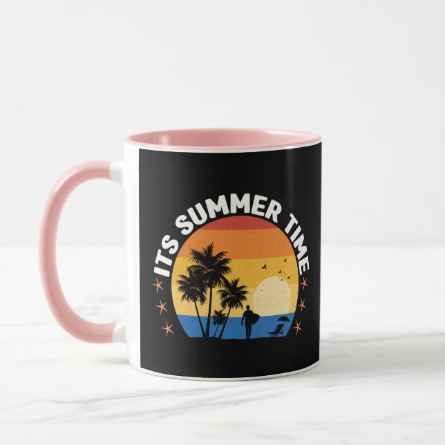 Caneca É Design de Pôr do Sol Tropical de Verão (Esquerda)