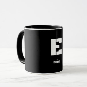 Caneca E (Echo) Código alfabético fonético da OTAN & Mors