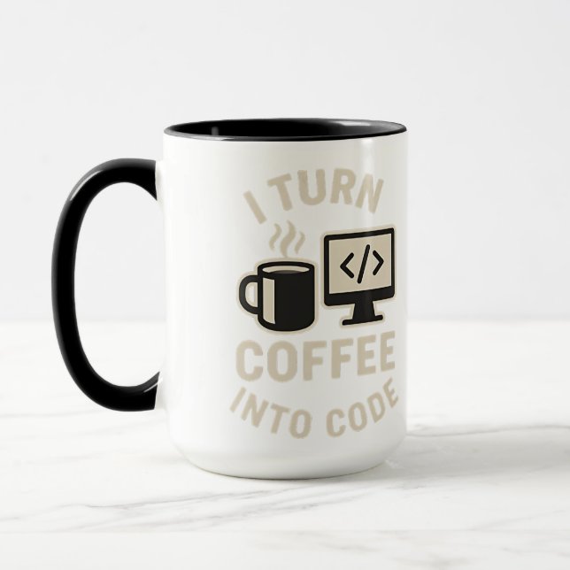 Caneca É engraçado que converta café em código (Esquerda)