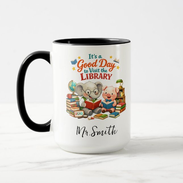 Caneca É um Bom Dia para Visitar a Biblioteca | Personali (Esquerda)