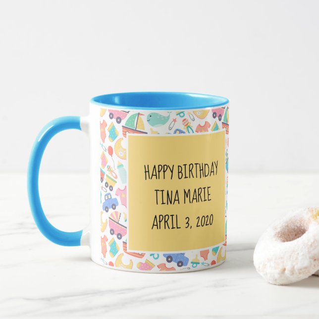 Caneca É uma luz Chá de fraldas colorida personalizada (Com Donut)