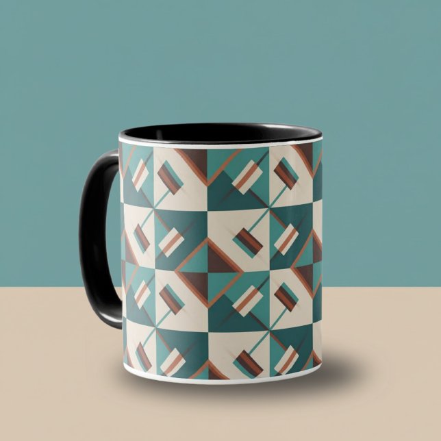 Caneca Earth Grid Teal and Brown Tote (Criador carregado)