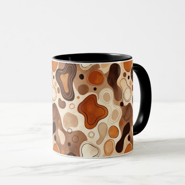 Caneca Earthy Fluid Shapes Mug – Minimal Abstract Style (Frente Esquerda)