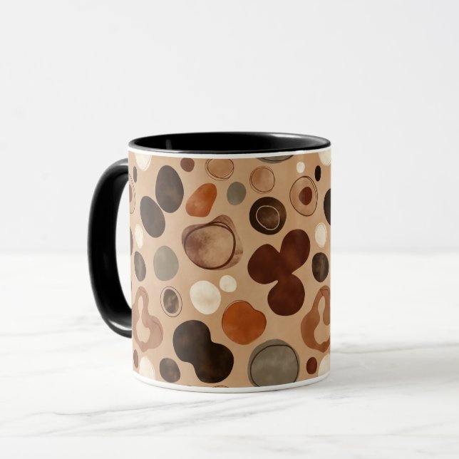 Caneca Earthy Pebble Pattern Mug – Warm Stone Dots (Frente Esquerda)