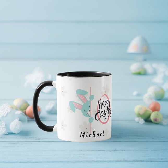 Caneca Easter Blue Bunny Personalized Mug (Criador carregado)